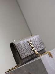 Uubags YSL Grey Kate Small Classic Tassel Clutch in Crocodile Embossed Bag 20x13.5x5.5cm - 5