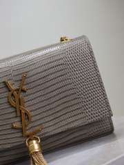 Uubags YSL Grey Kate Small Classic Tassel Clutch in Crocodile Embossed Bag 20x13.5x5.5cm - 6