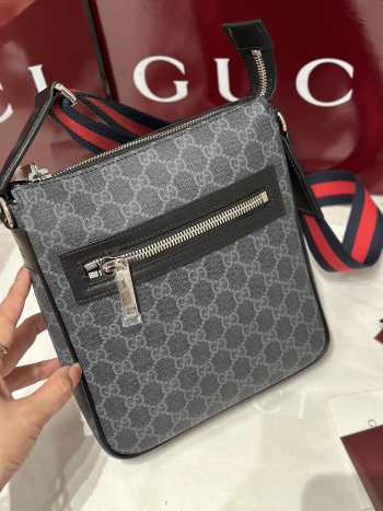 Uubags Gucci Small GG Black Messenger Bag In Black GG Supreme 21x23.5x4.5cm
