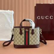 Uubags Gucci Ophidia small tote bag beige GG Monogram coated fabric rosso ancora red 22.5x17x11cm - 1