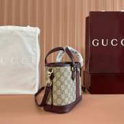 Uubags Gucci Ophidia small tote bag beige GG Monogram coated fabric rosso ancora red 22.5x17x11cm - 2