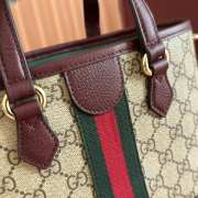 Uubags Gucci Ophidia small tote bag beige GG Monogram coated fabric rosso ancora red 22.5x17x11cm - 3