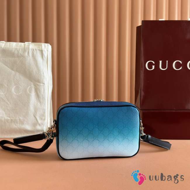 Uubags Gucci Chroma small crossbody bag gradient blue GG monogram coated fabric 25x16x4.5cm - 1