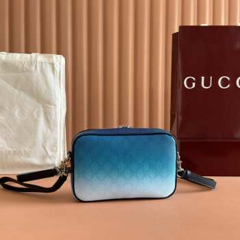Uubags Gucci Chroma small crossbody bag gradient blue GG monogram coated fabric 25x16x4.5cm