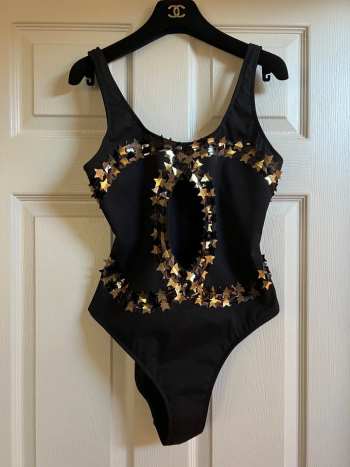 Uubags Chanel Gold Embroidered Black Swimsuit
