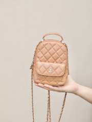 Uubags Chanel Mini Beige Caviar Leather Backpack 18x13x9cm - 1