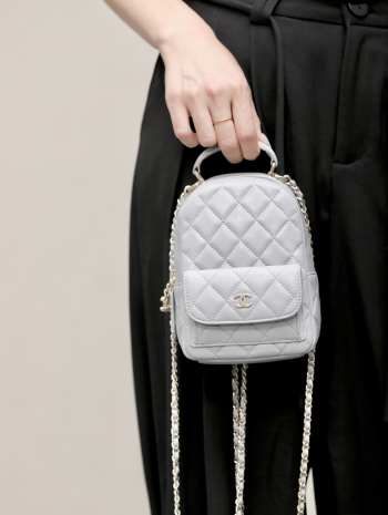 Uubags Chanel Mini Grey Caviar Leather Backpack 18x13x9cm