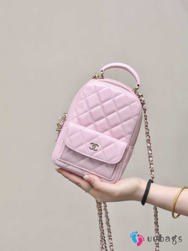 Uubags Chanel Mini Pink Caviar Leather Backpack 18x13x9cm - 1