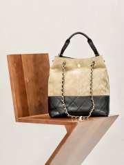 Uubags Chanel Shopping Bag Suede Calfskin, Shiny Lambskin & Gold-Tone Metal Beige & Black 33x29x11cm - 3