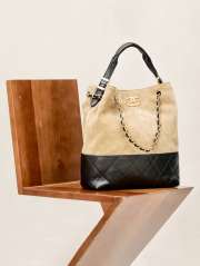 Uubags Chanel Shopping Bag Suede Calfskin, Shiny Lambskin & Gold-Tone Metal Beige & Black 33x29x11cm - 2