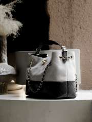 Uubags Chanel Shopping Bag Suede Calfskin, Shiny Lambskin & Gold-Tone Metal Gray & Black 24x36x14cm - 6