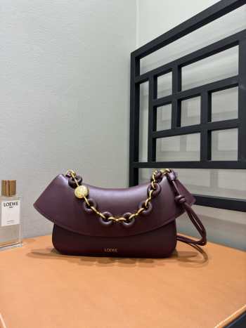 Uubags Loewe medium Ola bag in dark burgundy smooth calfskin 26x18x13cm