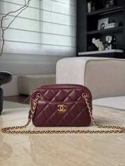 Uubags Chanel shiny lambskin quilted mini camera case burgundy 12x18x7cm - 6