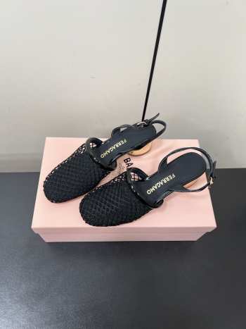 Uubags Ferragamo Kay Net Slingback Pumps Black 4cm