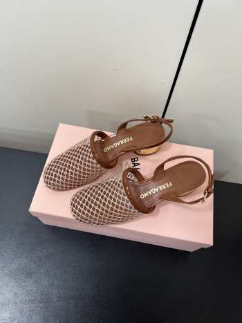 Uubags Ferragamo Kay Net Slingback Pumps Brown 4cm