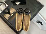 Uubags Chanel Beige/Black Leather Camelia Flower Ballet Flats - 3