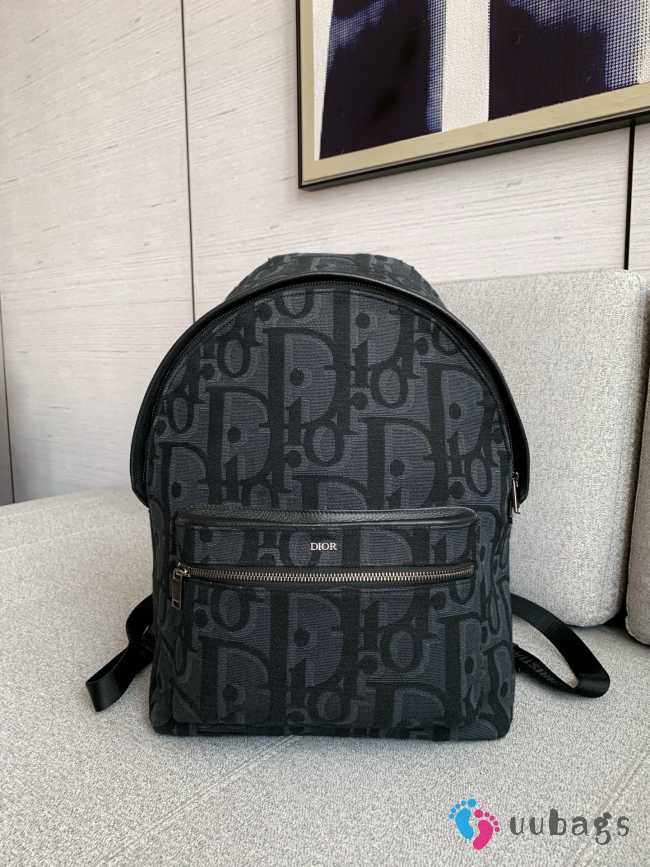 Uubags Dior Rider Oblique Backpack In Full Black 30x42x15cm - 1