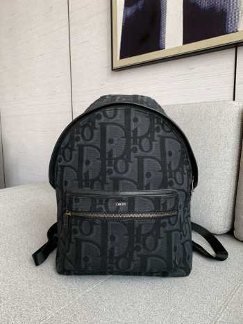 Uubags Dior Rider Oblique Backpack In Full Black 30x42x15cm