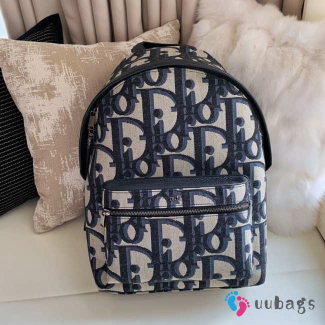 Uubags Dior Kids Rider Backpack Beige and Blue Maxi Dior Oblique Jacquard 30x42x15cm - 1