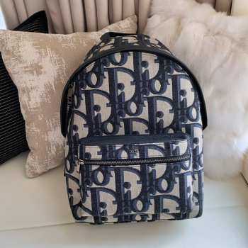 Uubags Dior Kids Rider Backpack Beige and Blue Maxi Dior Oblique Jacquard 30x42x15cm