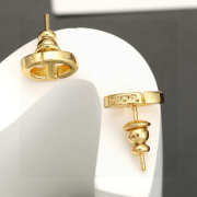 Uubags Dior CD Navy Stud Earrings Gold-Finish Metal - 3