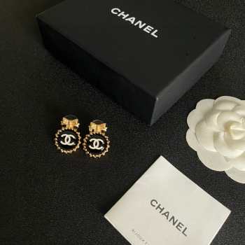 Uubags Chanel Coco Mark Circle Ribbon Motif Stud Earrings