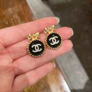 Uubags Chanel Coco Mark Circle Ribbon Motif Stud Earrings - 6