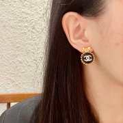 Uubags Chanel Coco Mark Circle Ribbon Motif Stud Earrings - 3