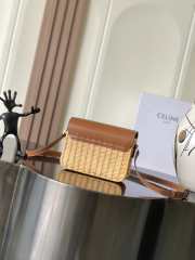 Uubags Celine Teen Triomphe Bag In Wicker And Natural Calfskin Natural/ Tan 23x21x15cm - 4