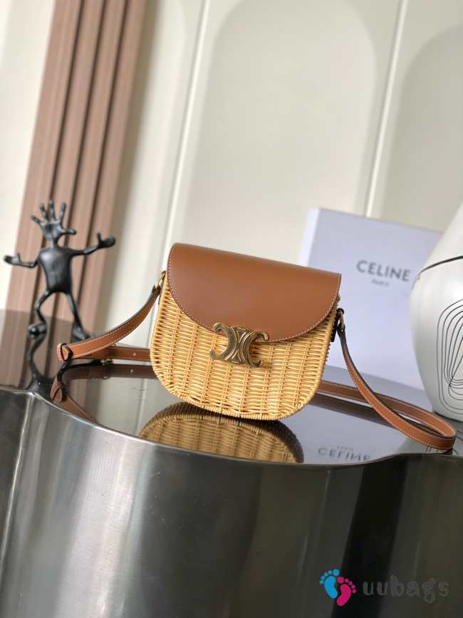 Uubags Celine Raffia Calfskin Triomphe Besace Natural Tan Bag 18.5x16x6cm - 1
