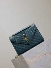 Uubags YSL Envelope Medium In Quilted Grain De Poudre Embossed Leather Navy Blue 24x17.5x6cm - 2