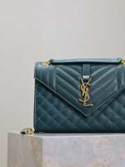 Uubags YSL Envelope Medium In Quilted Grain De Poudre Embossed Leather Navy Blue 24x17.5x6cm - 4
