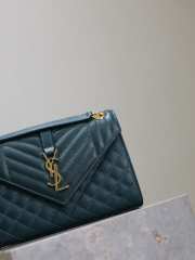 Uubags YSL Envelope Medium In Quilted Grain De Poudre Embossed Leather Navy Blue 24x17.5x6cm - 5
