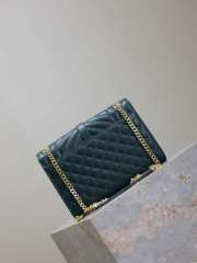Uubags YSL Envelope Medium In Quilted Grain De Poudre Embossed Leather Navy Blue 24x17.5x6cm - 6