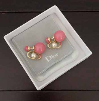 Uubags Dior Tribales Mise en Dior Matte Salmon Pink Gold Tone Stud Earrings