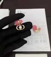 Uubags Dior Tribales Mise en Dior Matte Salmon Pink Gold Tone Stud Earrings - 5