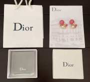 Uubags Dior Tribales Mise en Dior Matte Salmon Pink Gold Tone Stud Earrings - 4
