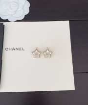Uubags Chanel Pearl Star Stud Earrings With Crystal CC Logo and Champagne Gold Hardware - 3