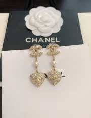 Uubags Chanel Pearl Crystal CC Heart Drop Earrings - 3