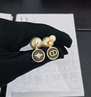 Dior Tribales Earrings Gold-Finish Metal with White Resin Pearls and Navy Blue Transparent Resin - 1