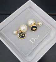 Dior Tribales Earrings Gold-Finish Metal with White Resin Pearls and Navy Blue Transparent Resin - 5