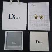 Dior Tribales Earrings Gold-Finish Metal with White Resin Pearls and Navy Blue Transparent Resin - 2