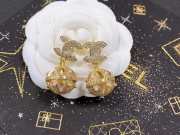 Uubags Chanel Gold Metal, Crystal And Pearl Disco Ball CC Drop Earrings - 1