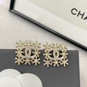 Uubags Chanel Metal Square Snowflake Hollow Double C Earrings Gold Color - 1