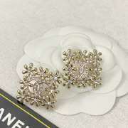 Uubags Chanel Metal Square Snowflake Hollow Double C Earrings Gold Color - 6