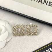 Uubags Chanel Metal Square Snowflake Hollow Double C Earrings Gold Color - 2