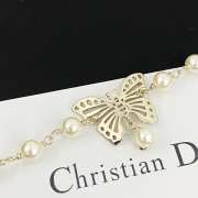 Uubags Dior Toile de Jouy Papillon Necklace Matte Gold-Finish Metal and White Resin Pearls - 6