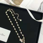 Uubags Dior Toile de Jouy Papillon Necklace Matte Gold-Finish Metal and White Resin Pearls - 4
