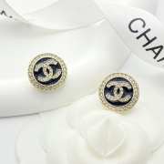 Uubags Chanel Stud Earrings Metal, Resin & Diamonds Gold, Black & Crystal - 6