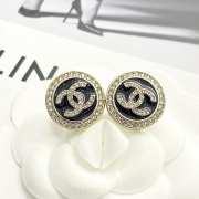 Uubags Chanel Stud Earrings Metal, Resin & Diamonds Gold, Black & Crystal - 3